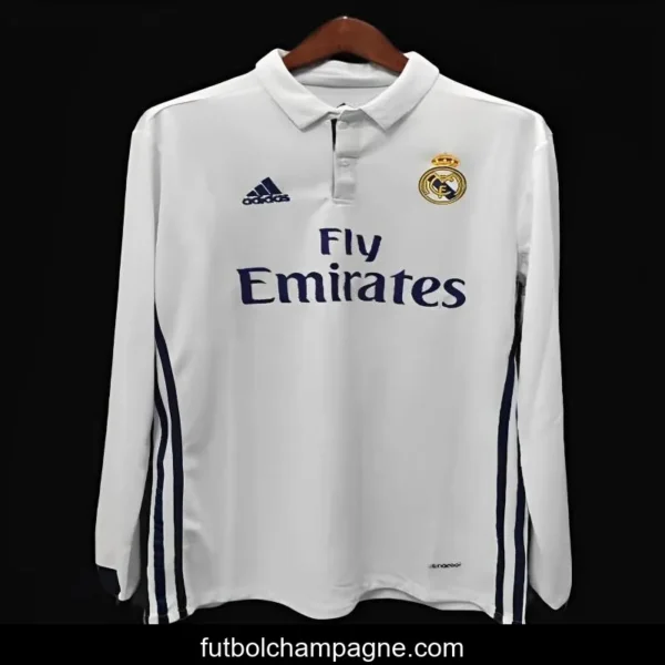 Retro 16_17 Real Madrid Home Long Sleeve Jersey - Image 2