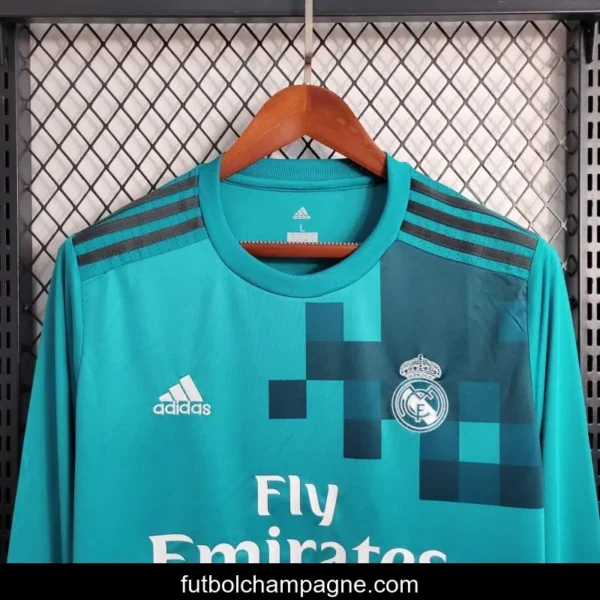 Retro Long Sleeve 17-18 Real Madrid Third Blue Jersey - Image 2