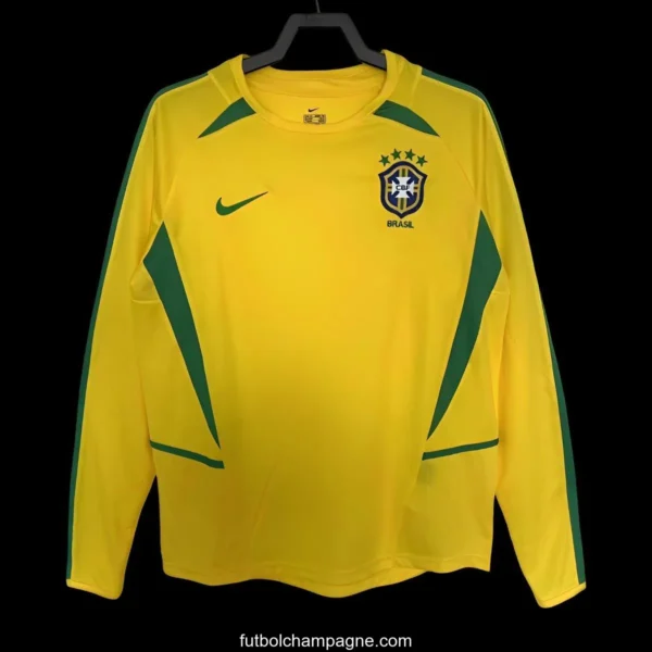 Retro 2002 Brazil Home Long Sleeve Jersey - Image 2