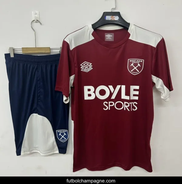 25_26 West Ham United Training Jersey Red+ Shorts - Image 2