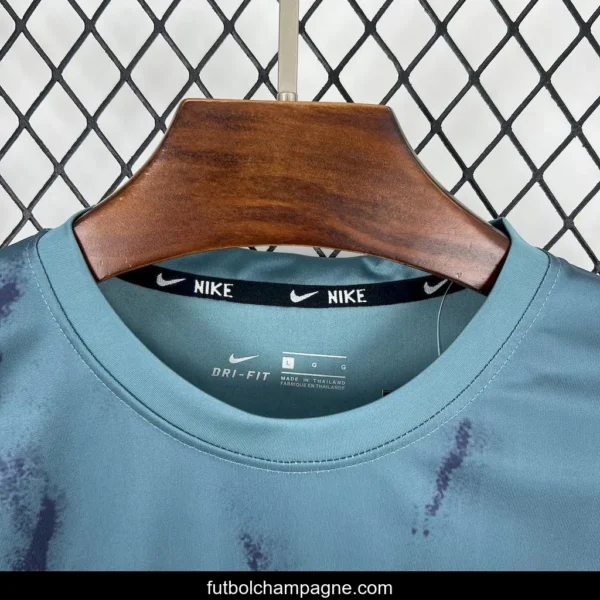 2025 NIKE Training Light Blue with Abstract Paint Brush Pattern T-Shirt 1045 - Image 2