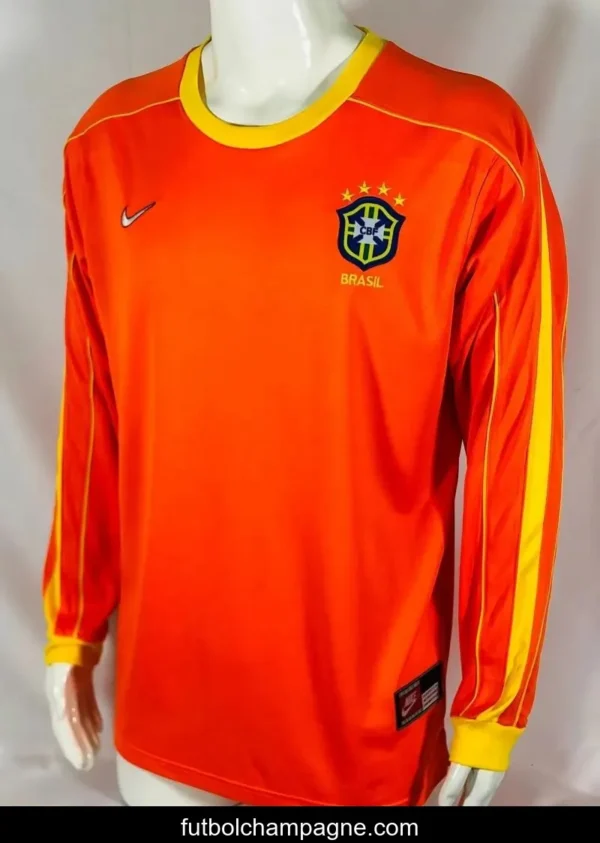 Retro 1998 Brazil Goalkeeper Orange Jersey - Image 2