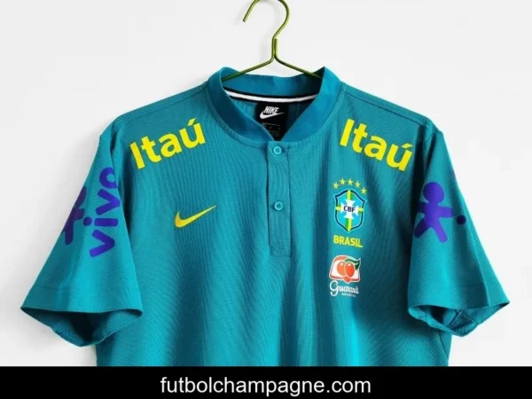 Retro 2021 Brazil Blue Training POLO Shirt - Image 3
