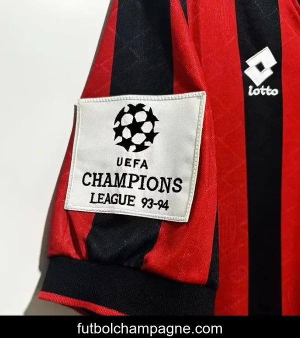 Retro 93_94 AC Milan Home Champion League Jersey With Patches - Image 3