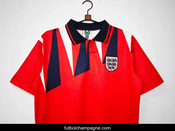 Retro 1992 England Away Red Jersey - Image 3