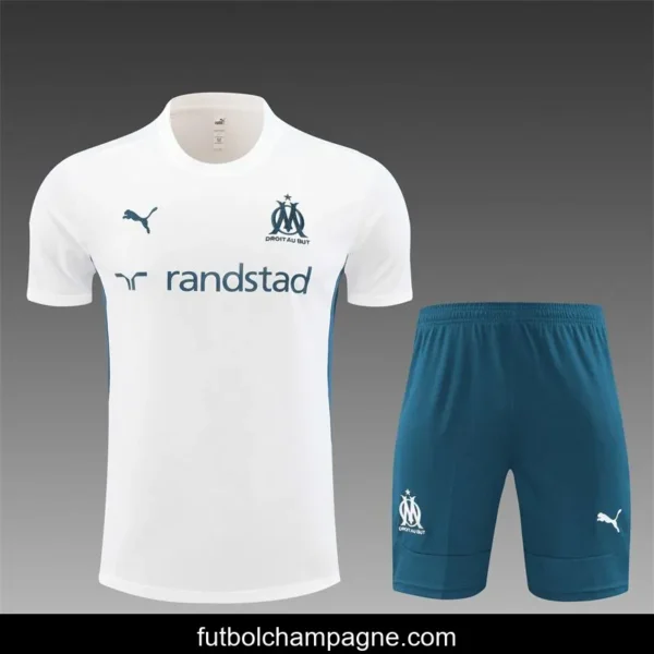 24_25 Olympique Marseille White Short Sleeve Jersey+Shorts - Image 2
