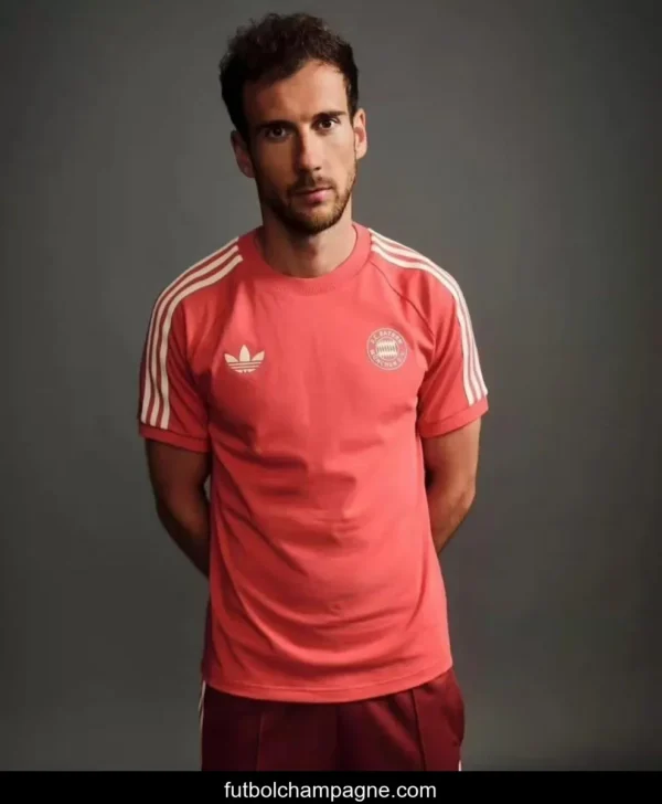 24_25 Bayern Munich Adidas Originals Red Cotton T-Shirts - Image 2