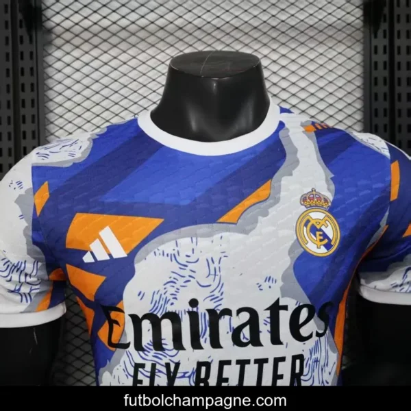 Player Version 25_26 Real Madrid Limited Edition Blue Orange Abstract Pattern Jersey - Image 2