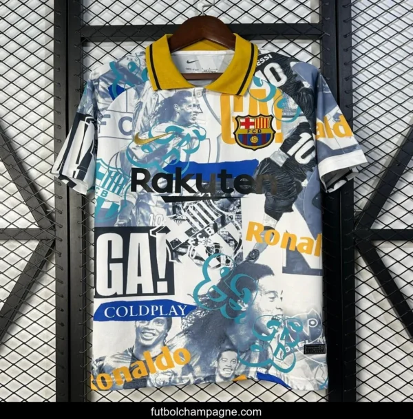 25_26 FC Barcelona White with Collage Art Jersey - Image 3