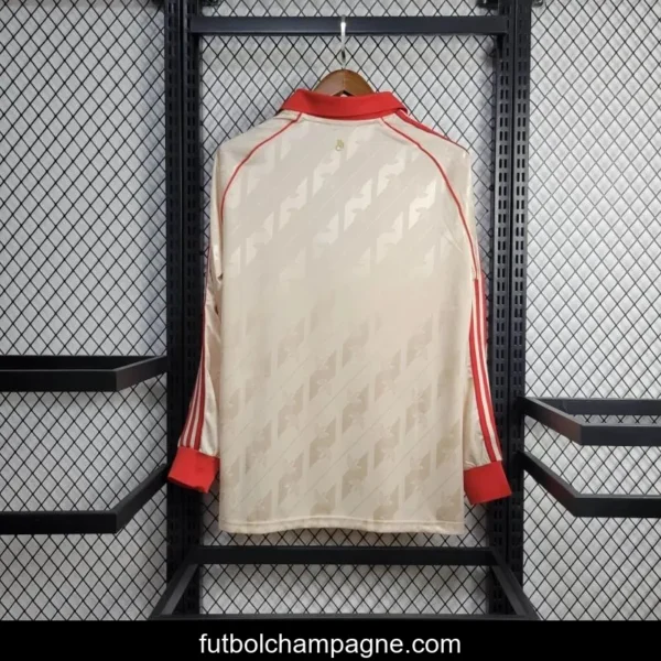 24_25 Bayern Munich Adidas Originals Cream Lifestyler Long Sleeve Jersey - Image 3