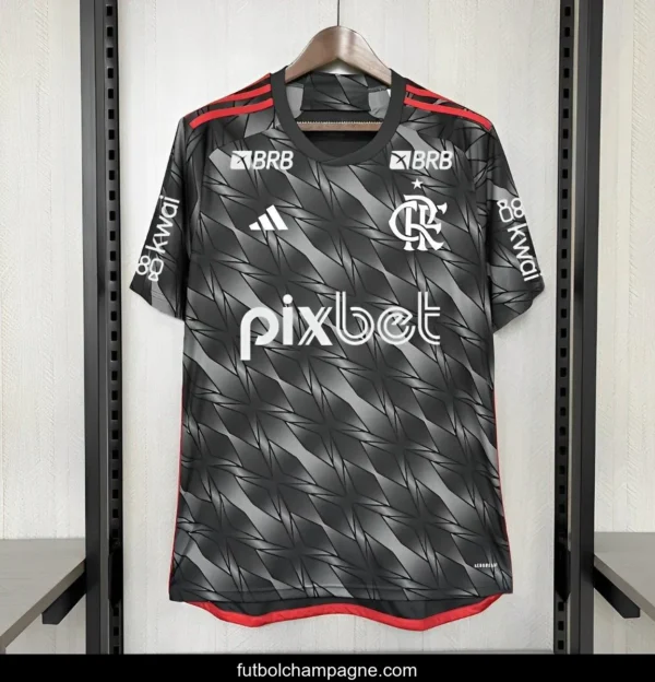 24_25 Flamengo Third Black Jersey With Full Sponsor - Image 2