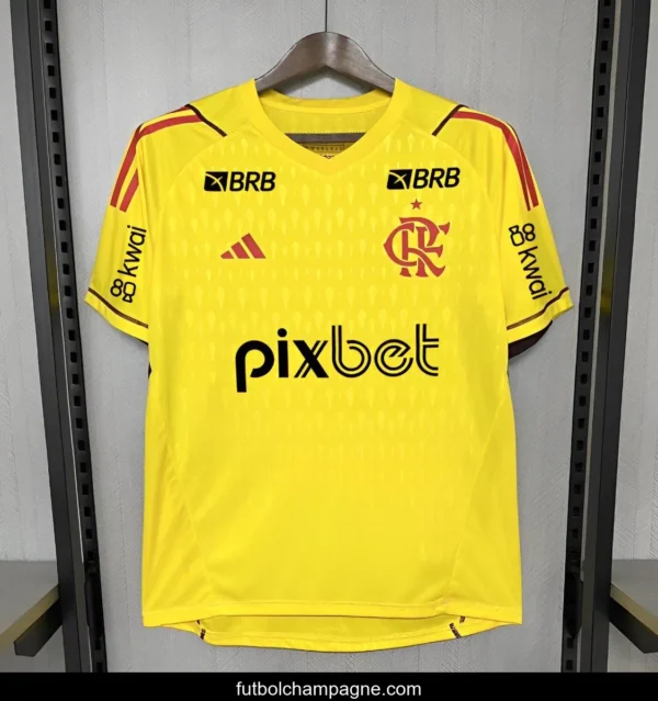 24_25 Flamengo Limited Edition Goalkeeper Yellow With All Sponsors - Image 2