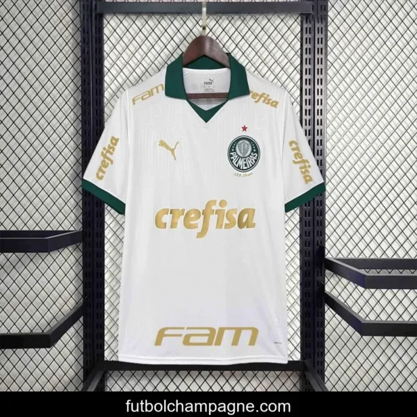 24_25 All Sponsor Palmeiras Away White Jersey With All Sponsor - Image 2