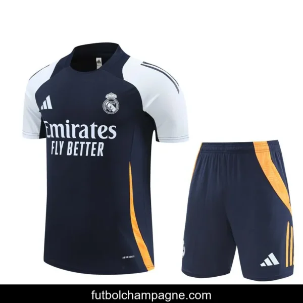 24_25 Real Madrid Navy White Short Sleeve Jersey+Shorts - Image 6