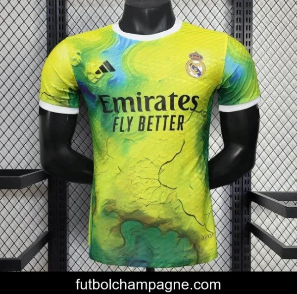25_26 Player Version Real Madrid Limited Edition Goalkeeper Jersey - Emirates Neon Yellow Marble Design - Image 3