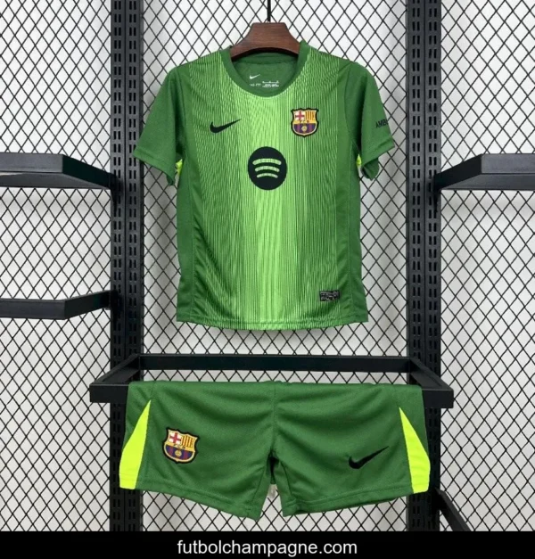 2025_26 Kids Barcelona Goalkeeper Green Kit - Image 3