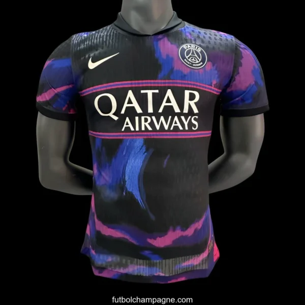Player Version 25_26 PSG Black with Blue & Pink Abstract Pattern Jersey - Image 2