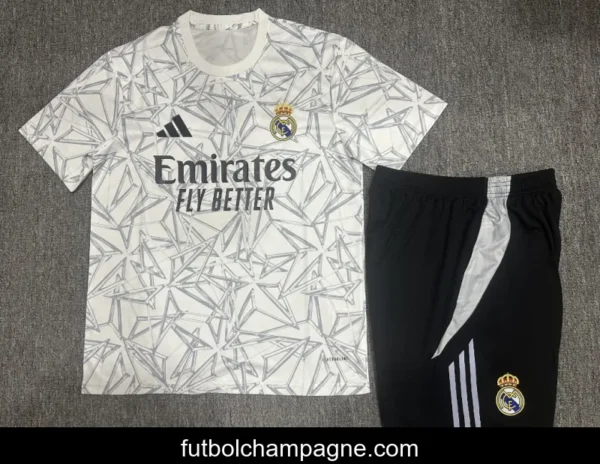 24_25 Kids Real Madrid White Special Short Sleeve Jersey+Shorts - Image 3
