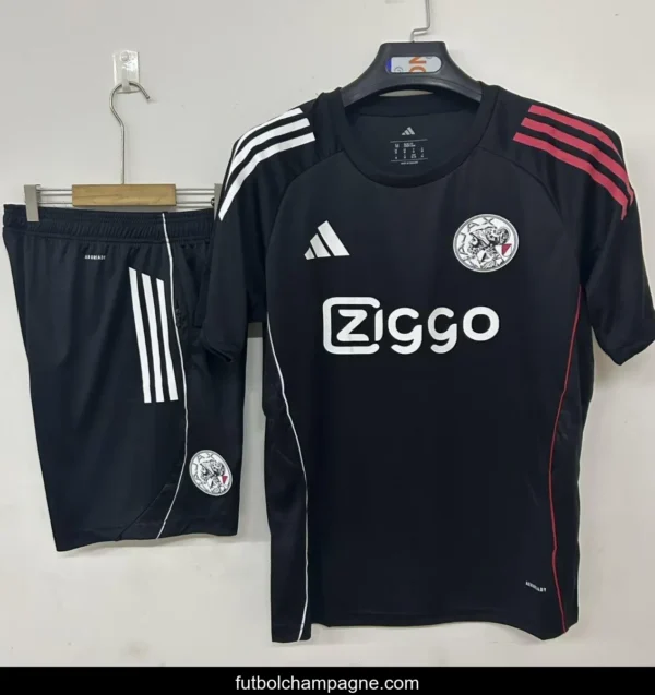 25_26 Ajax Pre-Match Jersey Black+ Shorts - Image 2