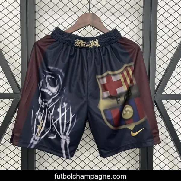 25_26 Barcelona x Cactus Jack Skeleton Home 'Black' Shorts - Image 3