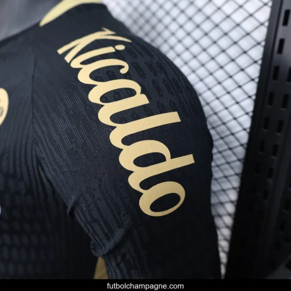 Player Version 25_26 Santos FC Black with Textured Pattern Jersey With Full Sponsors - Image 5