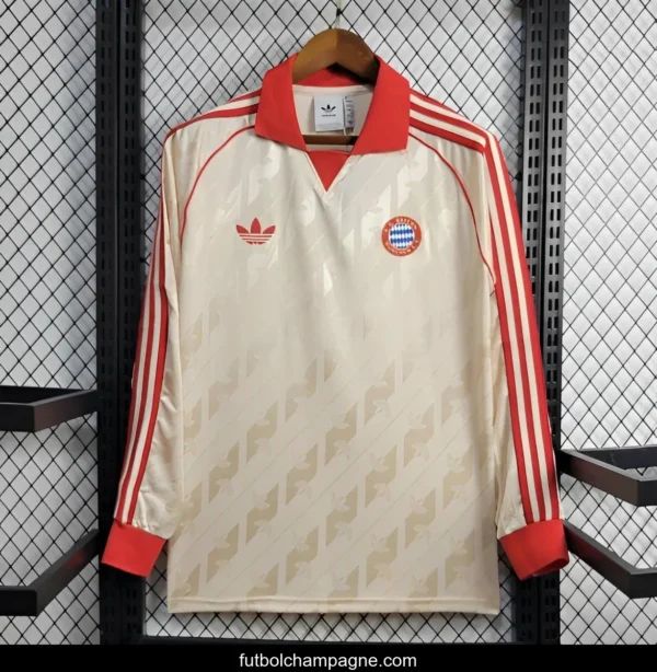 24_25 Bayern Munich Adidas Originals Cream Lifestyler Long Sleeve Jersey - Image 5