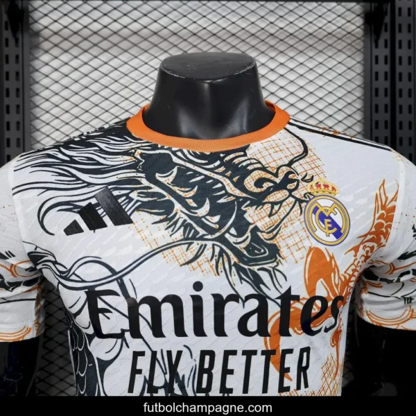 2025_26 Player Version Real Madrid Black And White Dragon Version Jersey - Image 4