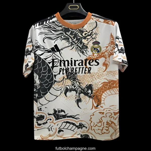 25_26 Real Madrid White with Dragon Design Jersey - Image 2