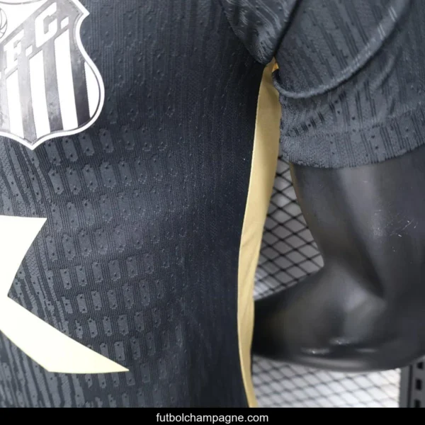 Player Version 25_26 Santos FC Black with Textured Pattern Jersey With Full Sponsors - Image 7