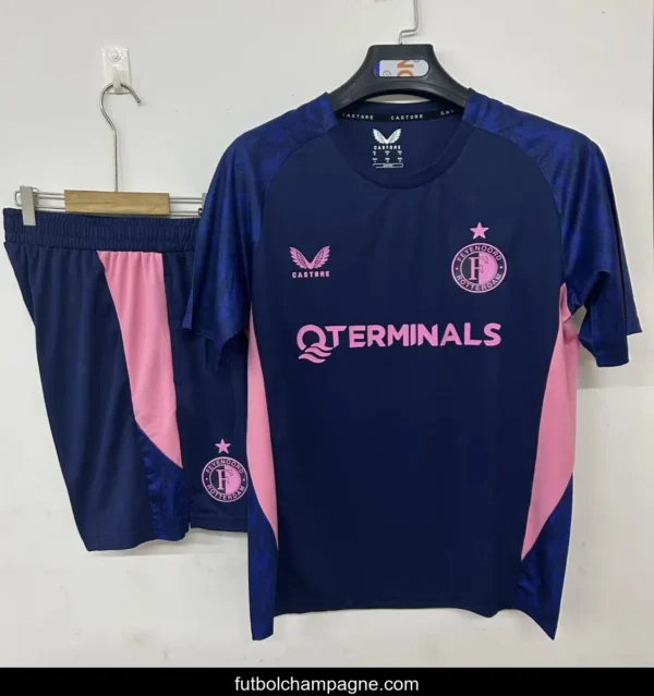 25_26 Feyenoord Rotterdam Pre-Match Jersey Royal Blue+ Shorts - Image 3