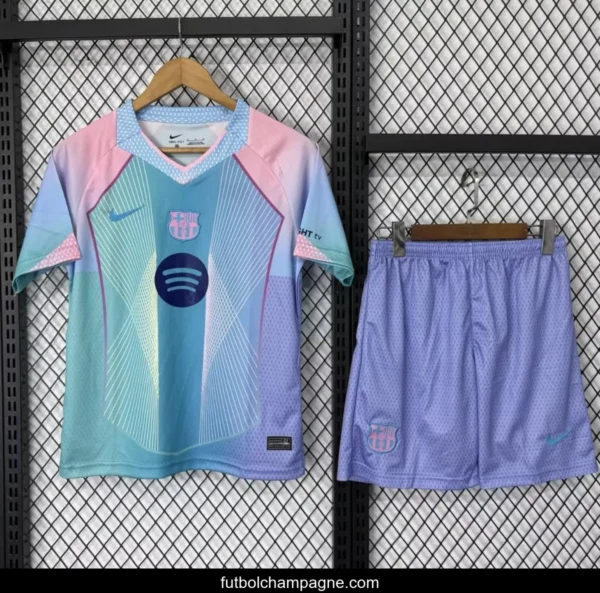 25_26 Kids Barcelona Blue with Rainbow Gradient Jersey - Image 2