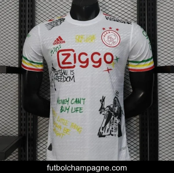 Player Version 25_26 Ajax White Jersey with Bob Marley Tribute Design - Image 7