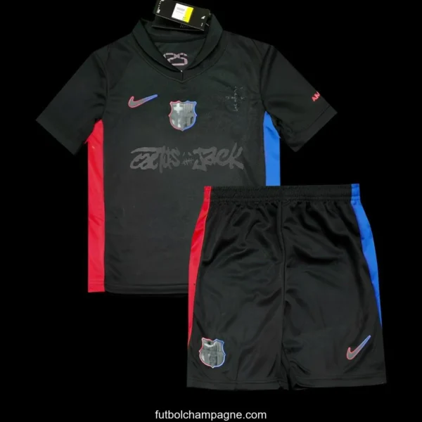 24_25 Kids Barcelona x Travis Scott Away Black Jersey - Image 3