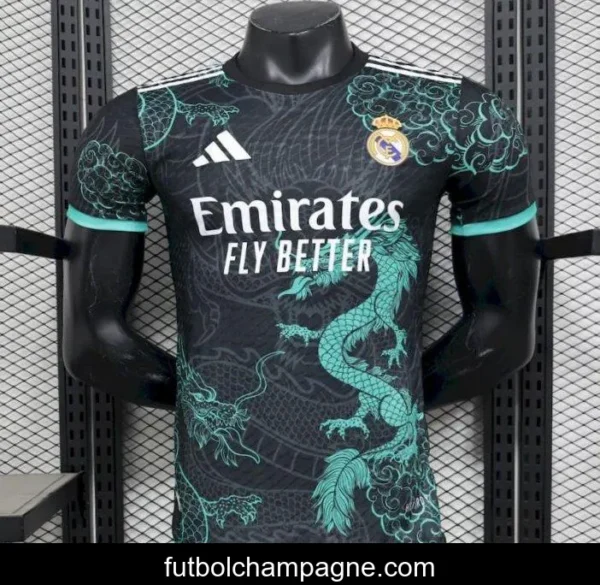 2025_26 Player Version Real Madrid Black Green Dragon Edition Jersey - Image 4