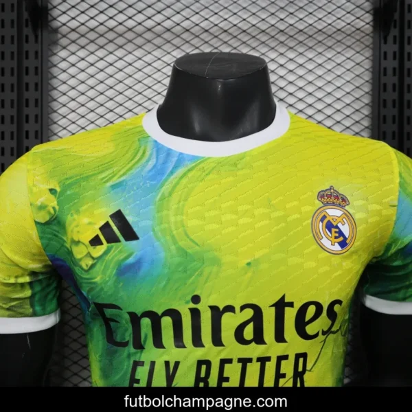 25_26 Player Version Real Madrid Limited Edition Goalkeeper Jersey - Emirates Neon Yellow Marble Design - Image 8