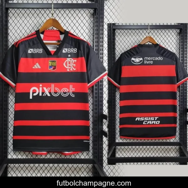 24_25 Flamengo Home Jersey With All Sponsored - Image 3