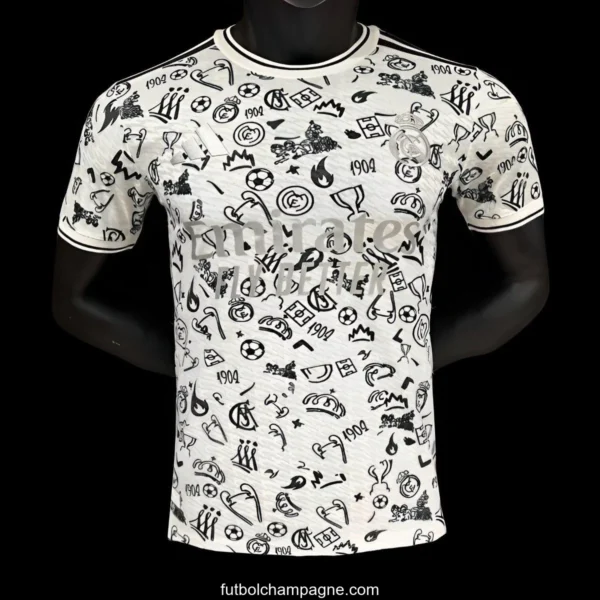 Player Version 25_26 Real Madrid White with Football Icons Pattern Jersey - Image 6