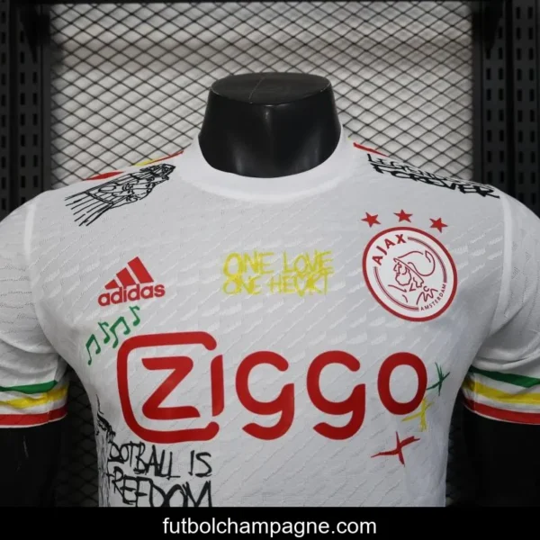 Player Version 25_26 Ajax White Jersey with Bob Marley Tribute Design - Image 8