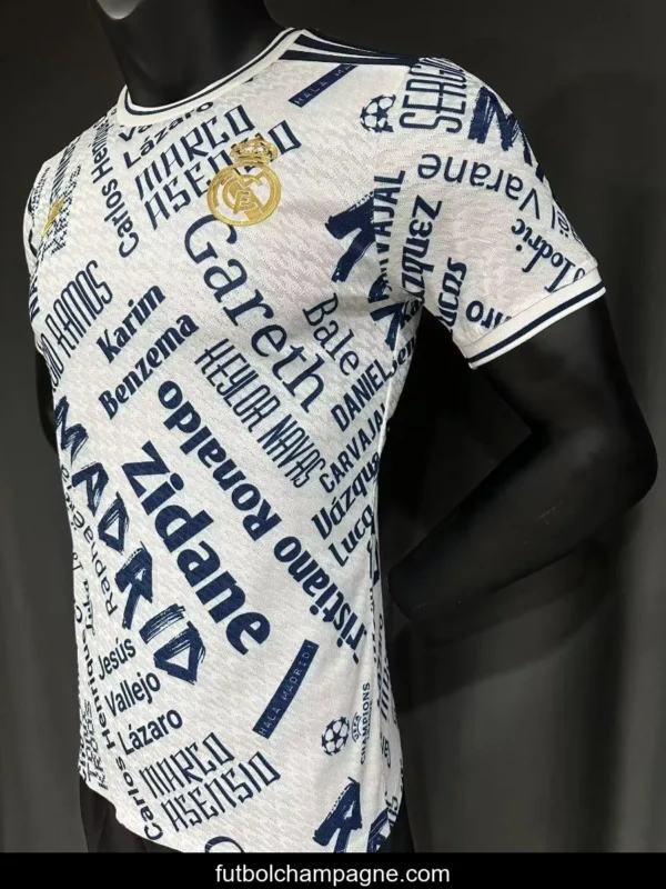 Player Version 25_26 Real Madrid White with Legendary Players Names Pattern Jersey - Image 4