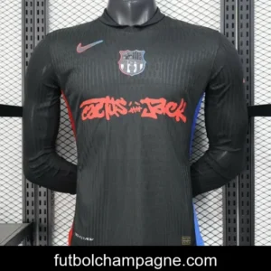 Player Version 24_25 Barcelona x Travis Scott Away Black Jersey With Red Sponsor