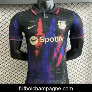 Player Version 25_26 FC Barcelona Black with Red & Blue Fracture Design Jersey