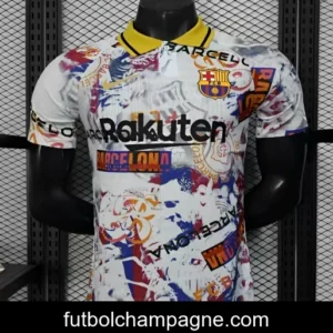 Player Version 25_26 Barcelona White with Graffiti Art Pattern Jersey