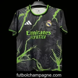 25_26 Real Madrid Black with Lightning and Tropical Leaf Pattern Jersey