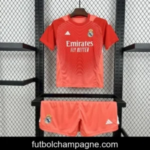 2025_26 Kids Real Madrid Orange Color Goalkeeper Red Jersey