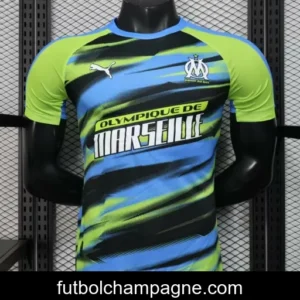 Player Version 25_26 Olympique de Marseille Neon Green Blue Black Gradient Stripe Jersey