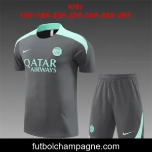 24_25 Kids PSG Grey Short Sleeve Jersey+Shorts
