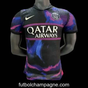 Player Version 25_26 PSG Black with Blue & Pink Abstract Pattern Jersey