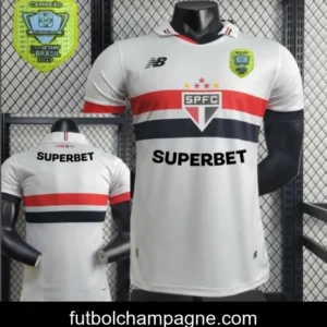 Player Version 2024_25 Sao Paulo Home Jersey + All Sponsors and Chest Patch
