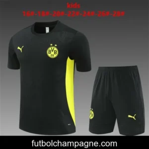 24_25 Kids Borussia Dortmund Black Short Sleeve Jersey+Shorts