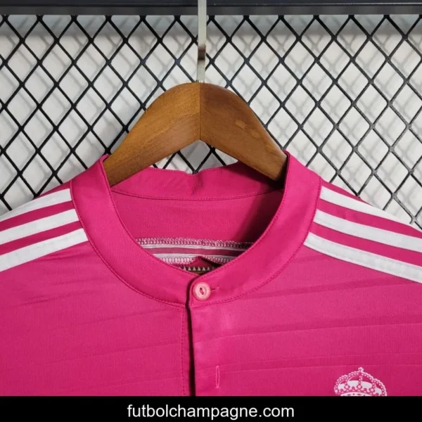 Retro 14-15 Long Sleeve Real Madrid Away Pink Jersey - Image 3